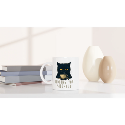 Tasse 325ml - Judging you silently - Katze, Kaffee