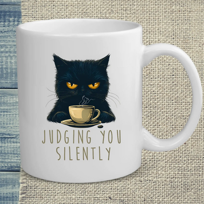 Tasse 325ml - Judging you silently - Katze, Kaffee