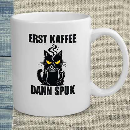 Tasse 325ml - Kaffee dann Spuk - Katze & Kaffee, Halloween