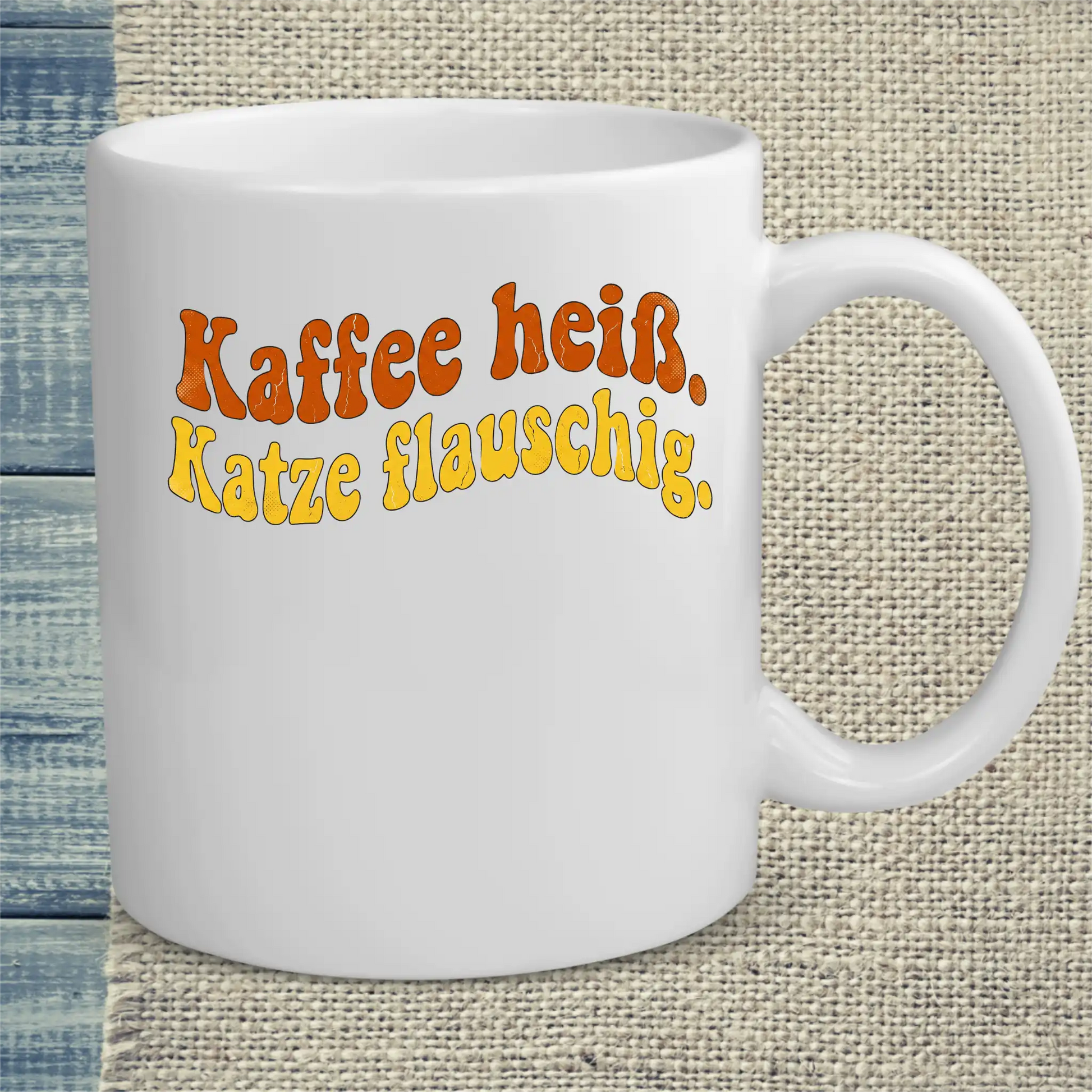 Tasse 325ml - Kaffee heiß. Katze flauschig. - Katze & Kaffee