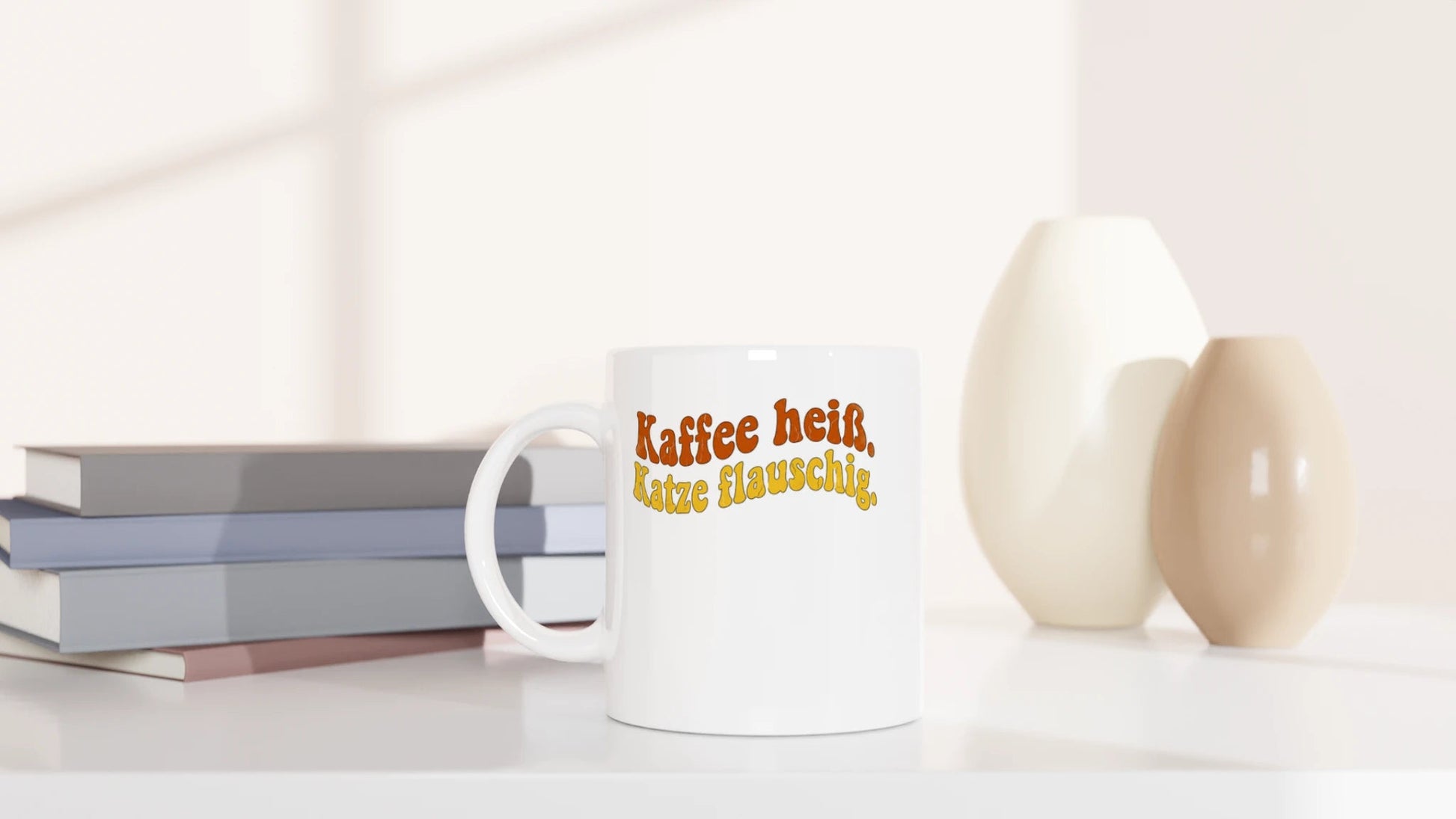 Tasse 325ml - Kaffee heiß. Katze flauschig. - Katze & Kaffee