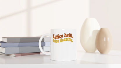 Tasse 325ml - Kaffee heiß. Katze flauschig. - Katze & Kaffee