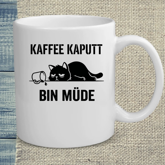 Tasse 325ml - Kaffee kaputt - Katze & Kaffee
