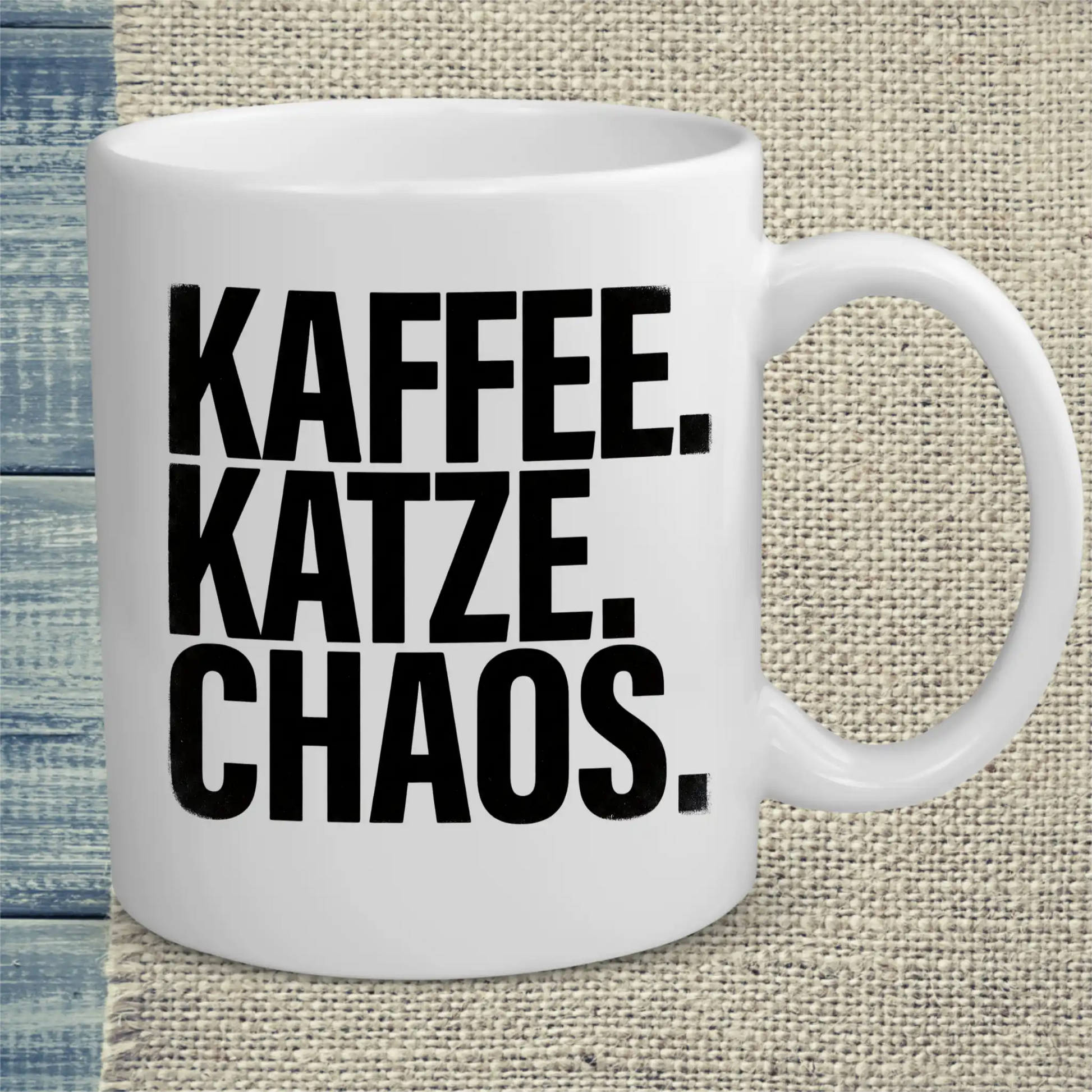 Tasse 325ml - Kaffee. Katze. Chaos. - Katze & Kaffee, Black Edition