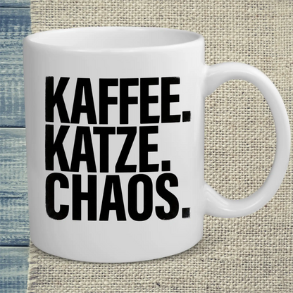 Tasse 325ml - Kaffee. Katze. Chaos. - Katze & Kaffee, Black Edition