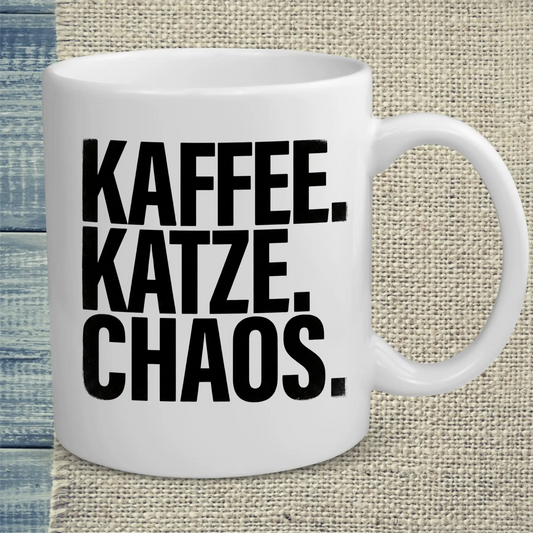 Tasse 325ml - Kaffee. Katze. Chaos. - Katze & Kaffee, Black Edition