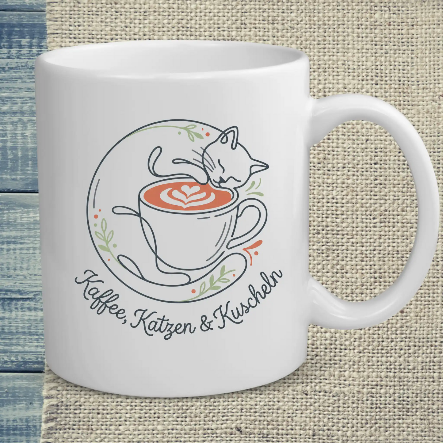 Tasse 325ml - Kaffee Katzen Kuscheln - Katze & Kaffee