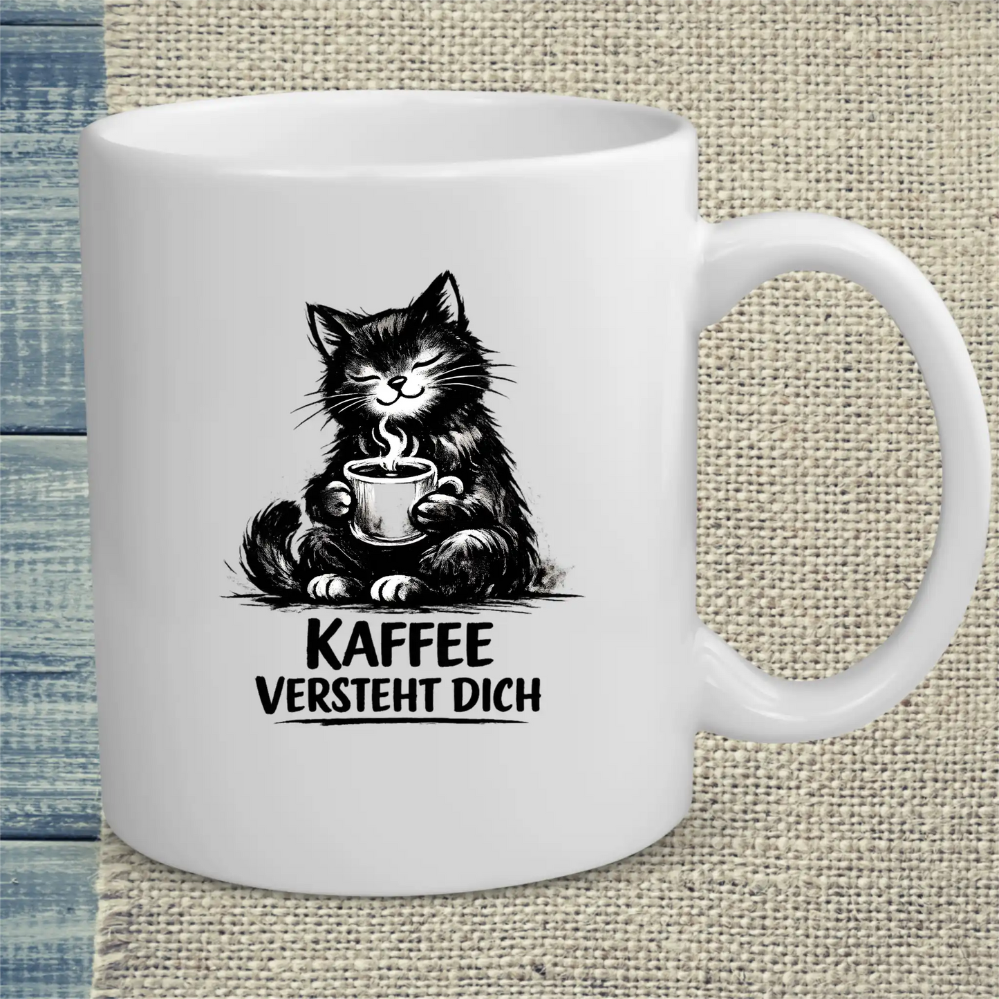 Tasse 325ml - Kaffee versteht Dich - Katze & Kaffee