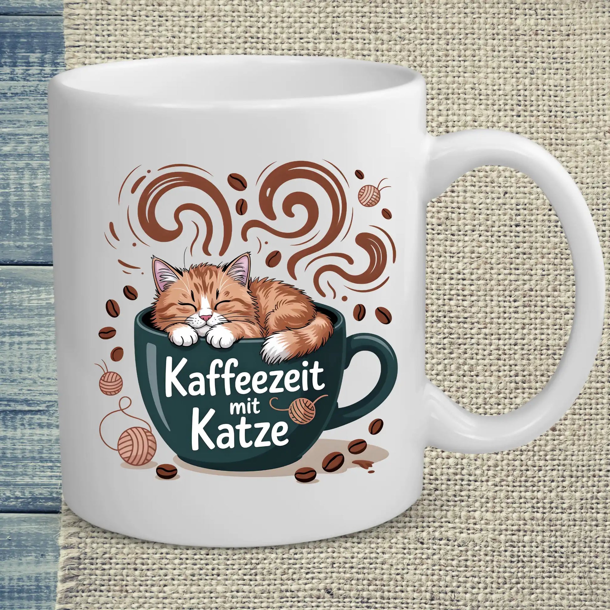 Tasse 325ml - Kaffeezeit mit Katze - Katze & Kaffee