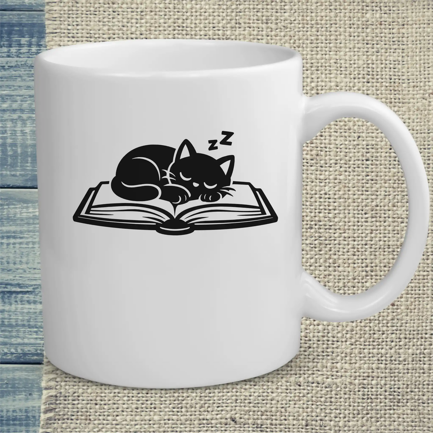 Tasse 325ml - Katze auf Buch - Katze