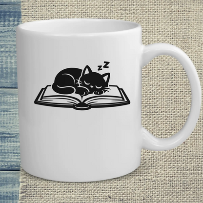 Tasse 325ml - Katze auf Buch - Katze