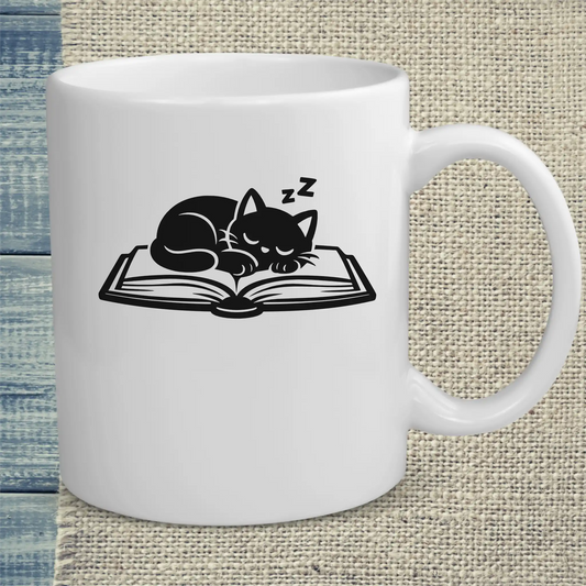Tasse 325ml - Katze auf Buch - Katze