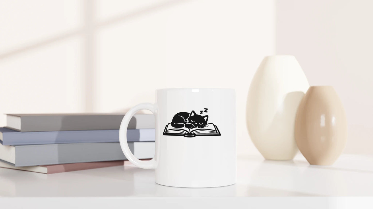 Tasse 325ml - Katze auf Buch - Katze