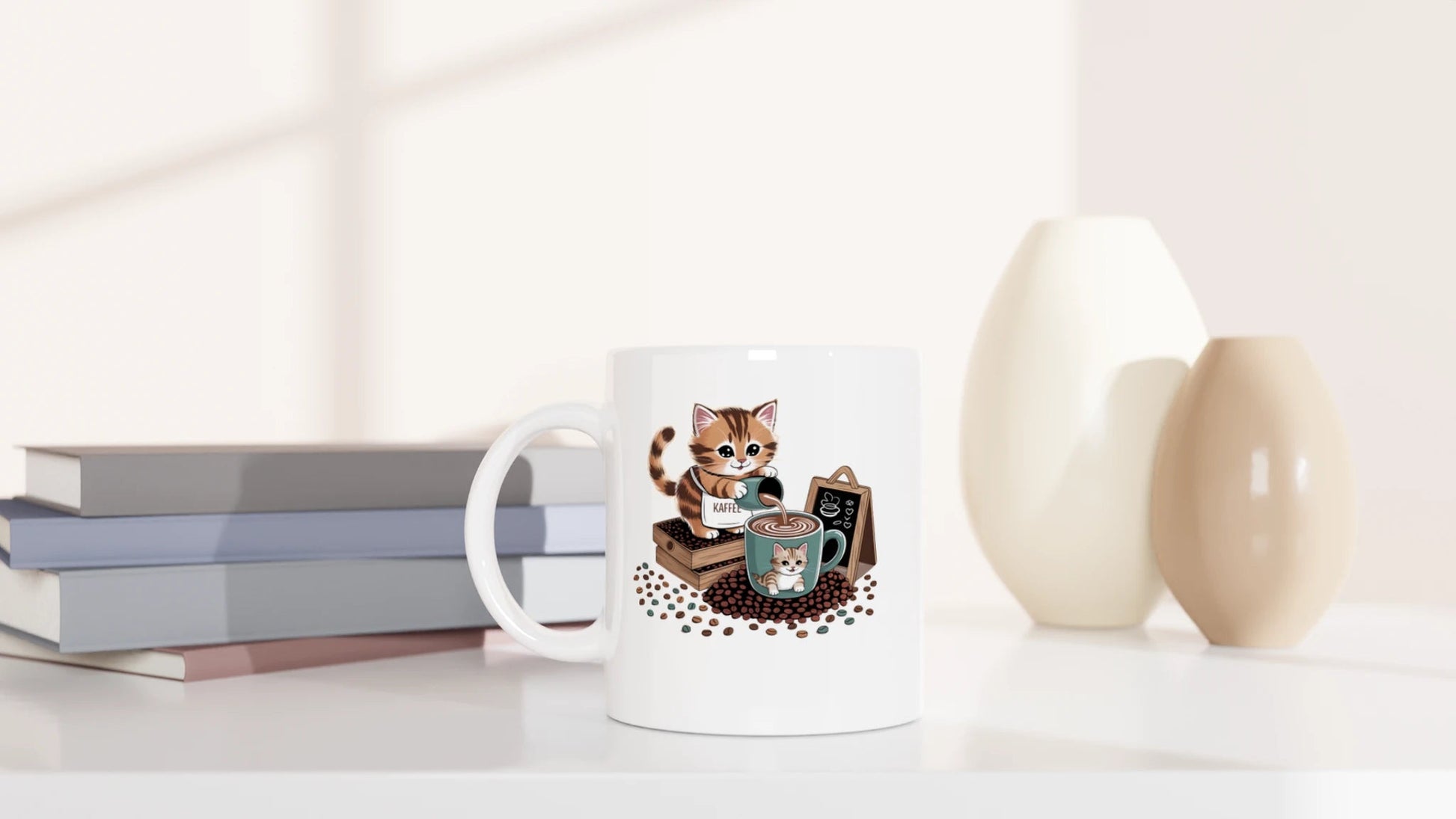 Tasse 325ml - Katze schenkt Kaffee aus - Katze & Kaffee