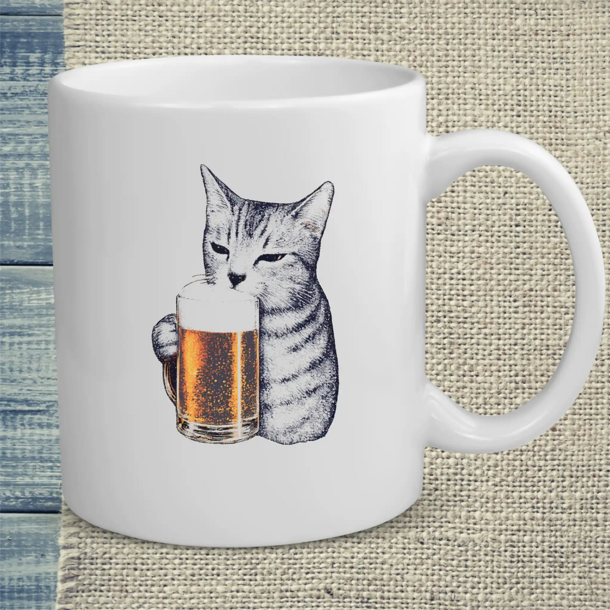 Tasse 325ml - Katze trinkt Bier - Katze