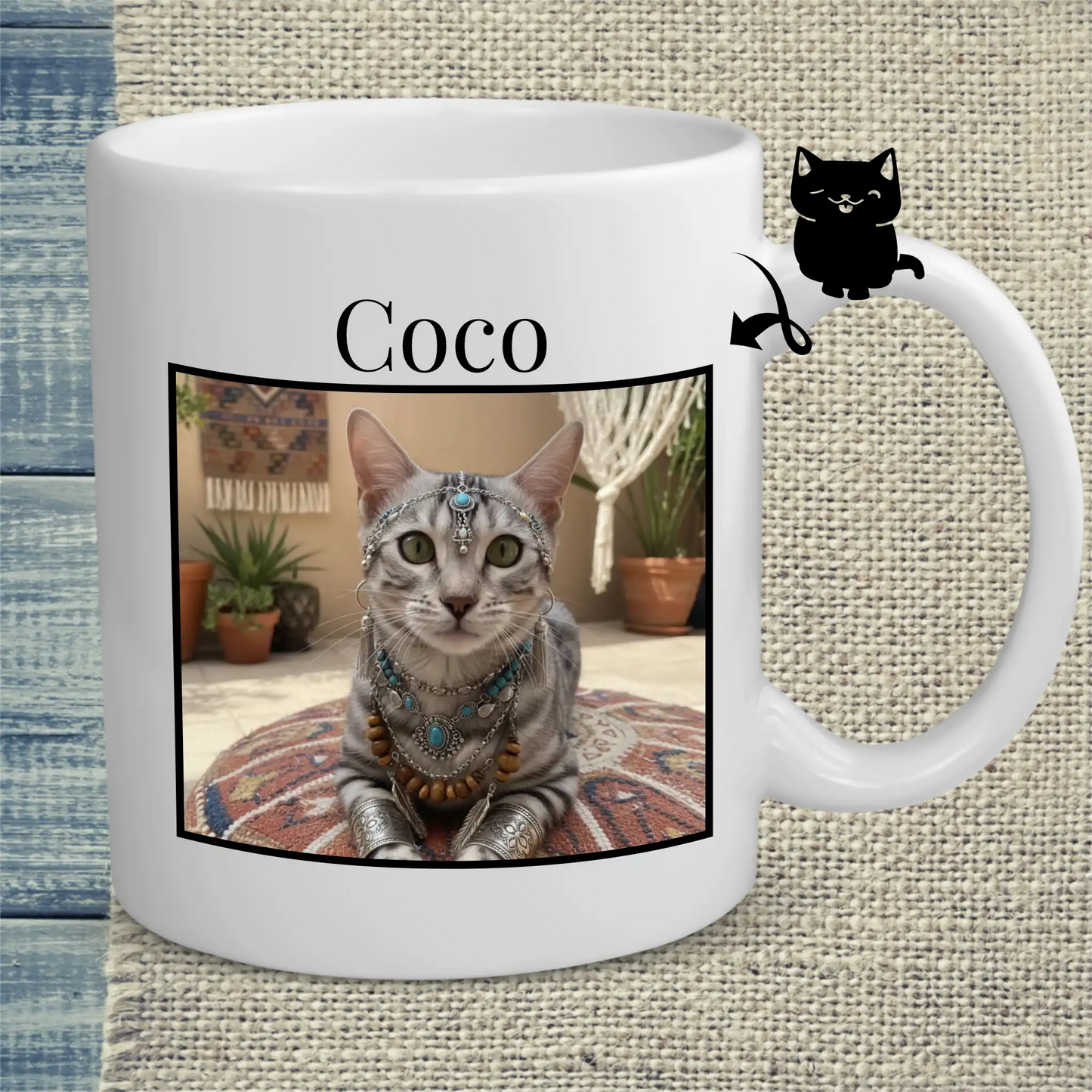 Tasse 325ml - Katze und Name - Katze, Personalisiert