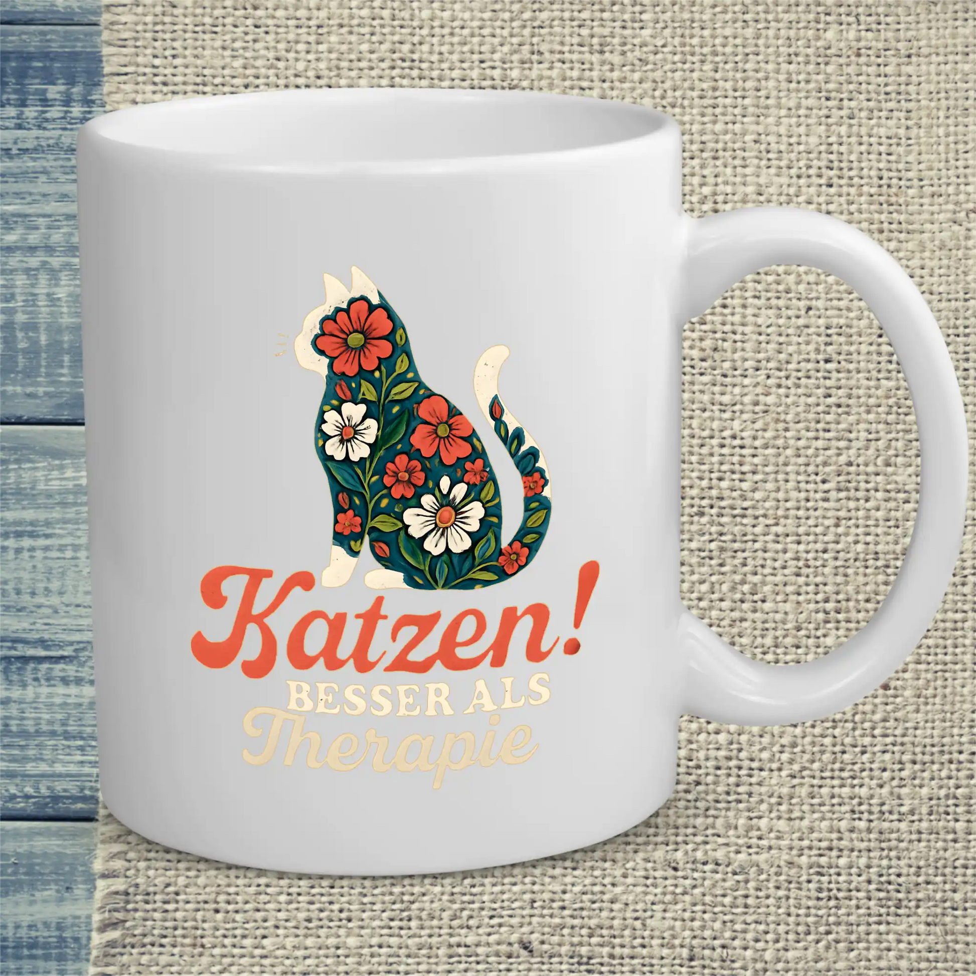 Tasse 325ml - Katzen! Besser als Therapie - Katze