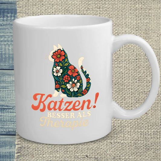 Tasse 325ml - Katzen! Besser als Therapie - Katze