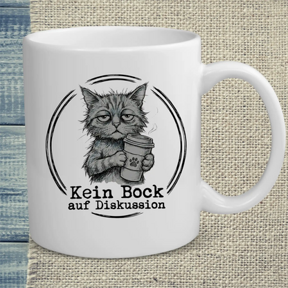 Tasse 325ml - Kein Bock auf Diskussion - Katze & Kaffee