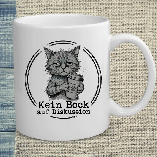 Tasse 325ml - Kein Bock auf Diskussion - Katze & Kaffee