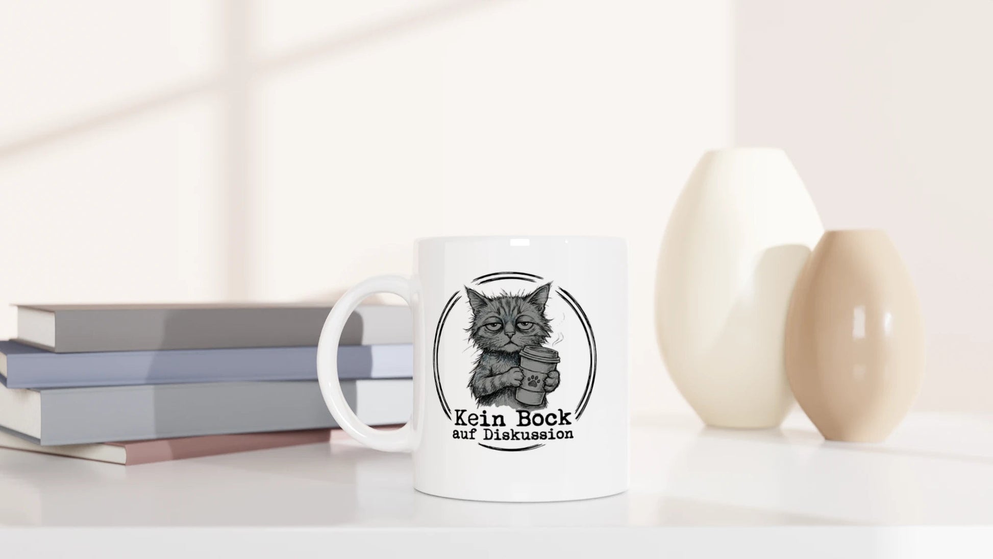 Tasse 325ml - Kein Bock auf Diskussion - Katze & Kaffee
