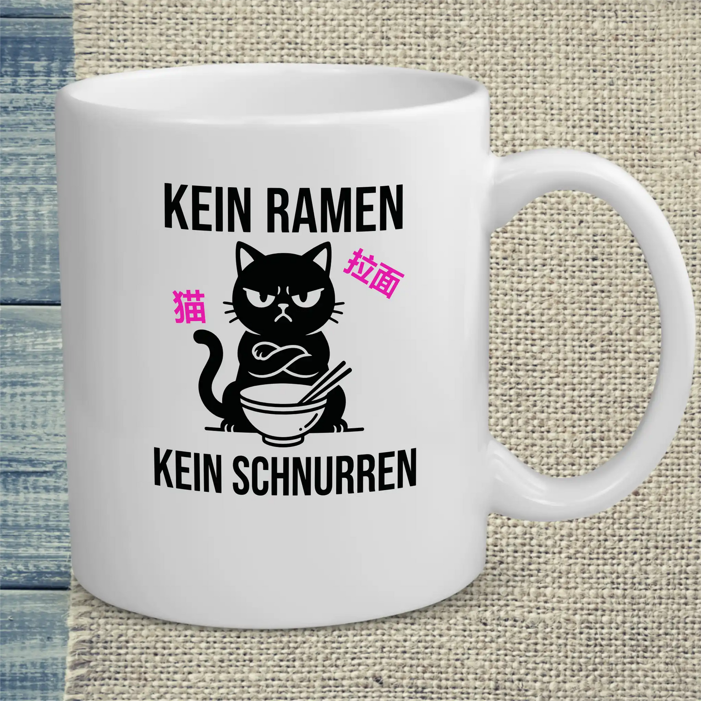 Tasse 325ml - Kein Ramen - Katze, Ramen