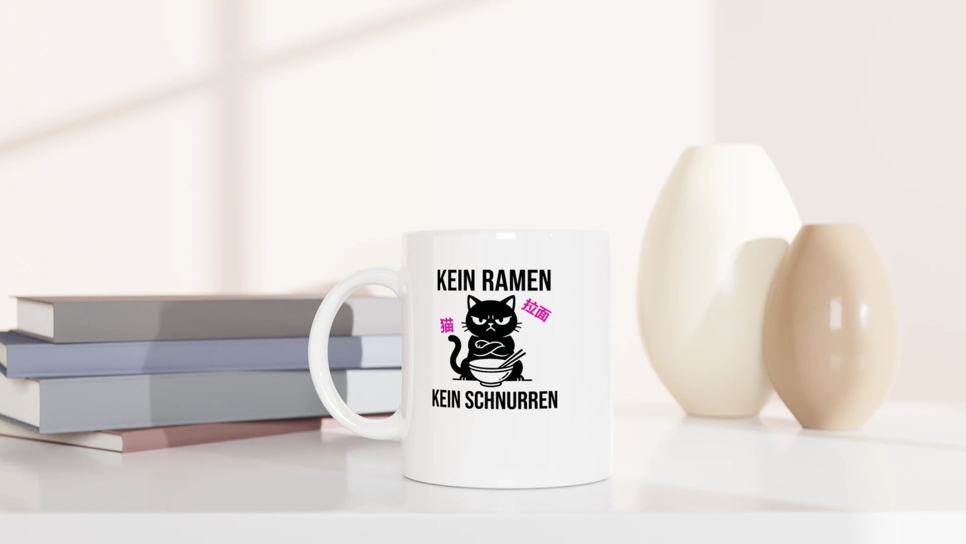 Tasse 325ml - Kein Ramen - Katze, Ramen