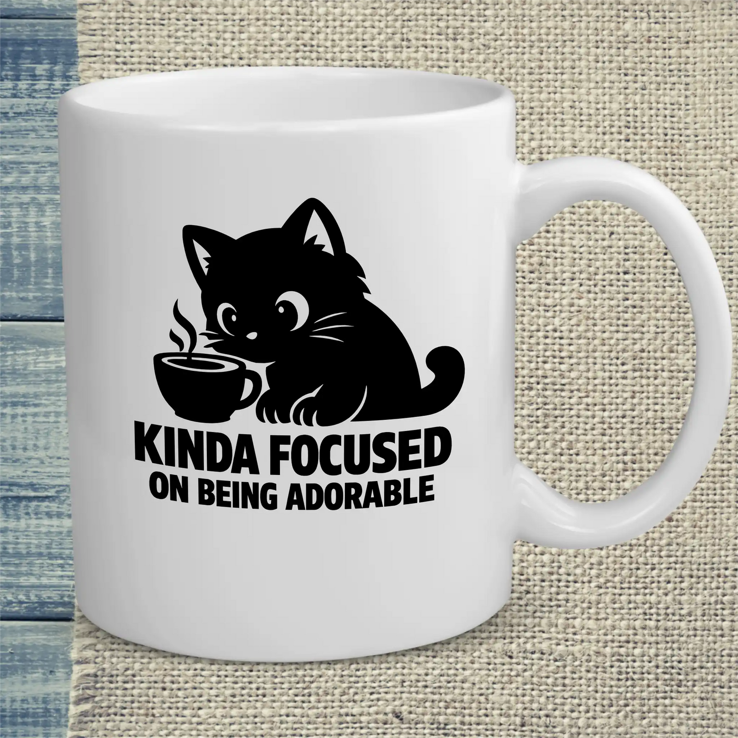 Tasse 325ml - Kinda focused on being adorable - Katze & Kaffee