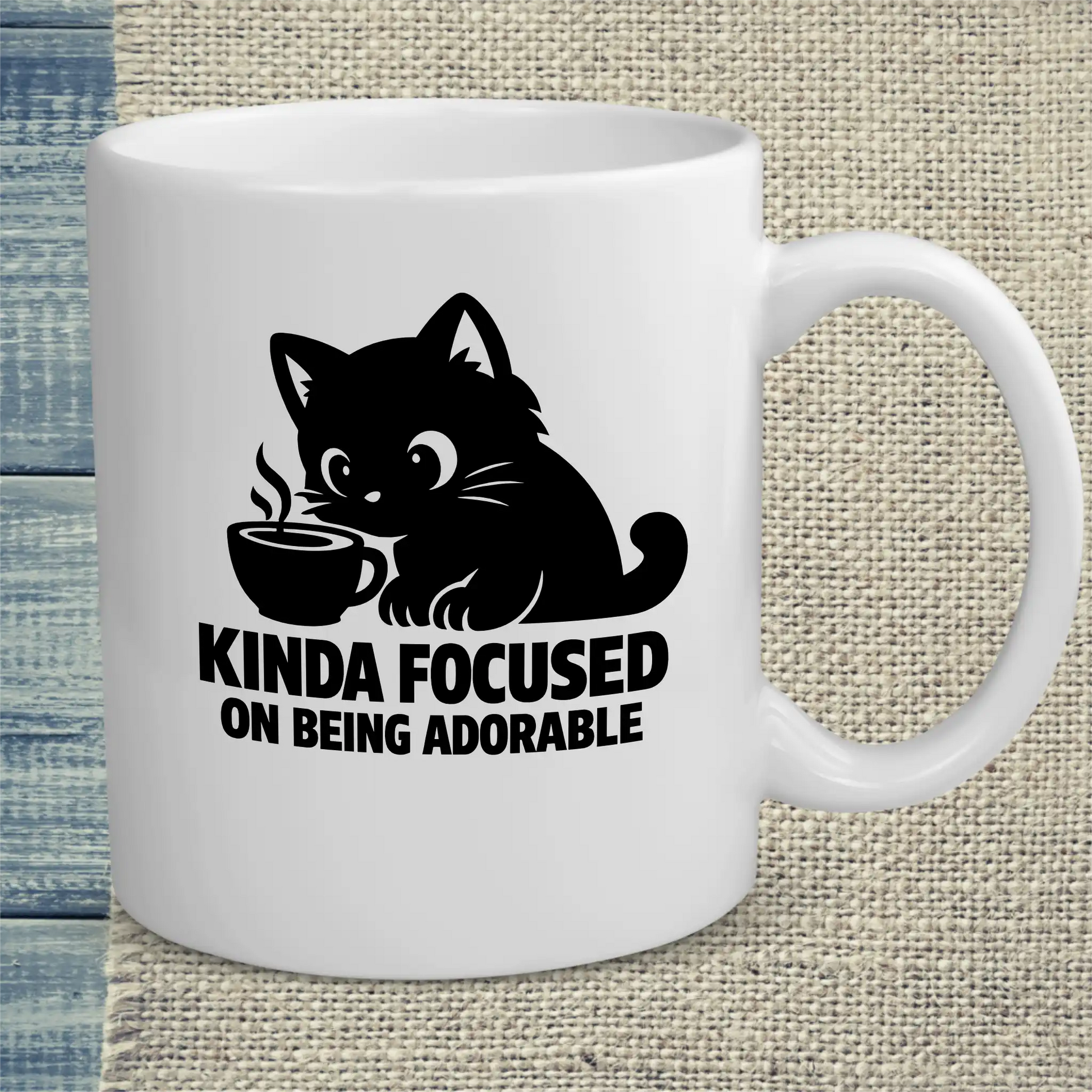 Tasse 325ml - Kinda focused on being adorable - Katze & Kaffee
