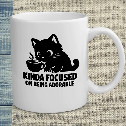 Tasse 325ml - Kinda focused on being adorable - Katze & Kaffee