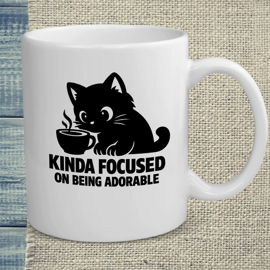 Tasse 325ml - Kinda focused on being adorable - Katze & Kaffee