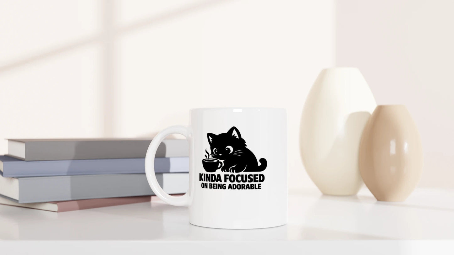 Tasse 325ml - Kinda focused on being adorable - Katze & Kaffee