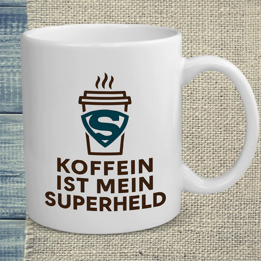 Tasse 325ml - Koffein ist mein Superheld Becher - Kaffee