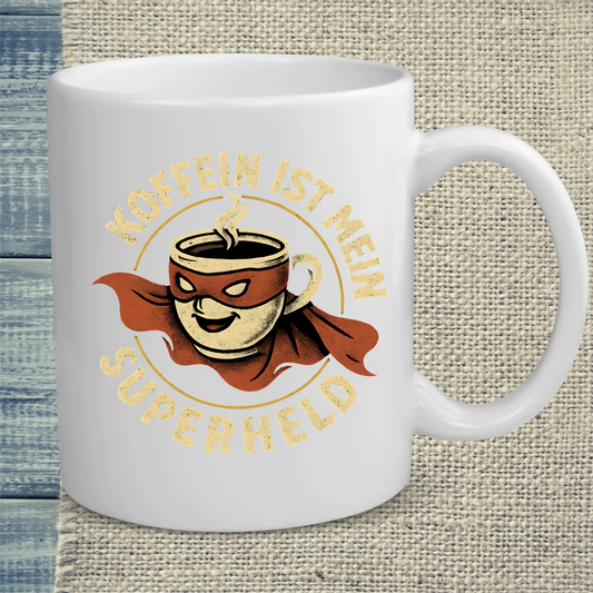 Tasse 325ml - Koffein ist mein Superheld - Kaffee