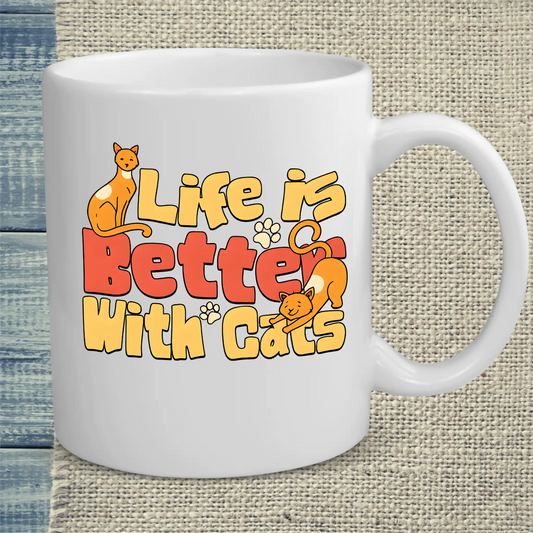 Tasse 325ml - Life is better with Cats - Katze