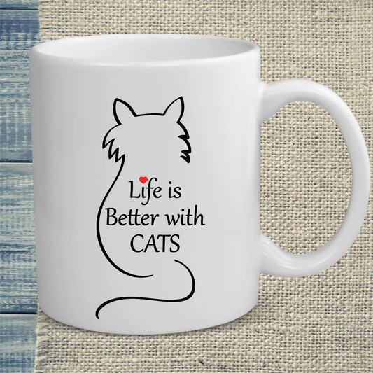 Tasse 325ml - Live is better with cats - Katze