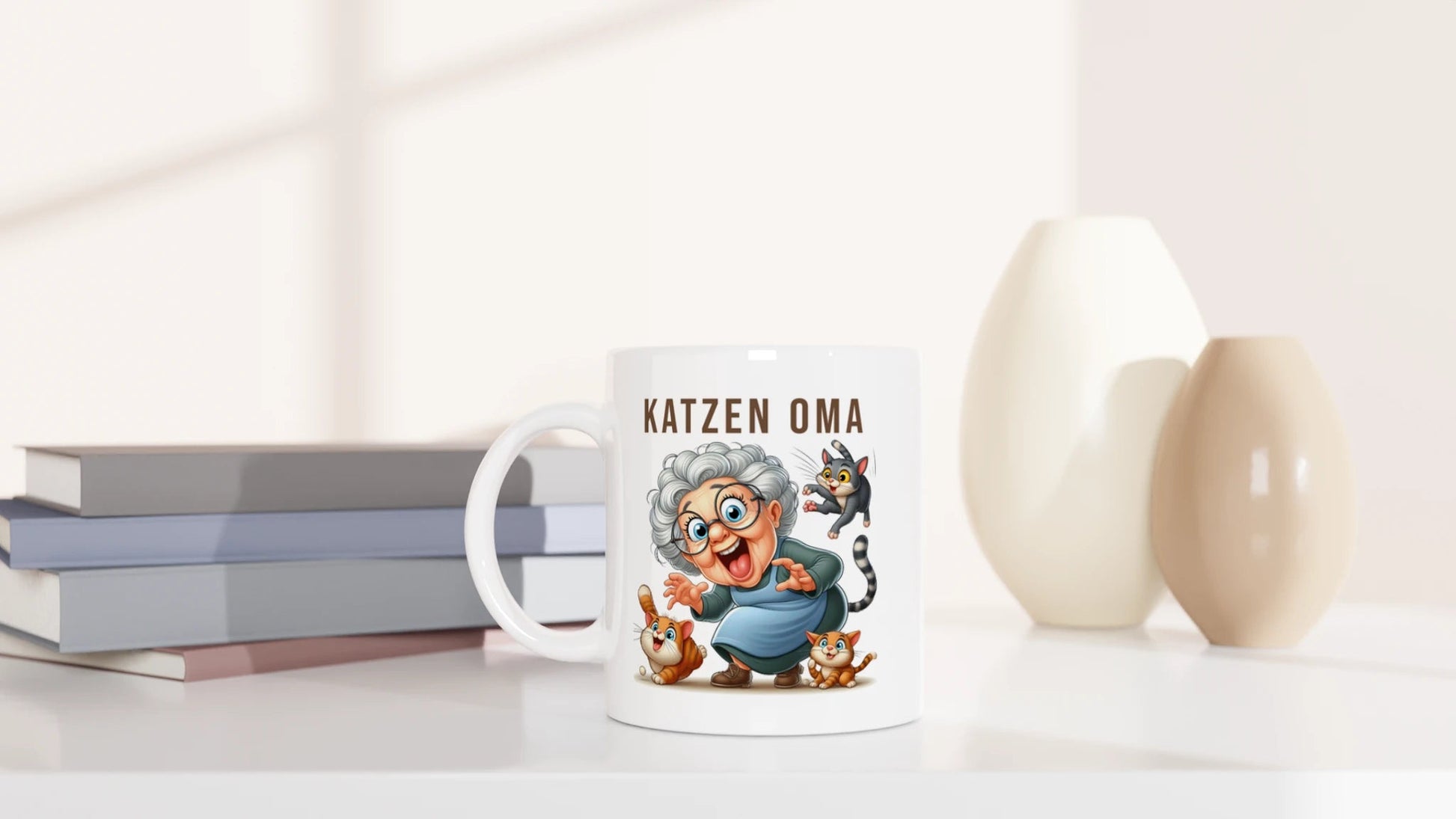 Tasse 325ml - Lustige Katzen Oma - Kaffee, Cat Lady