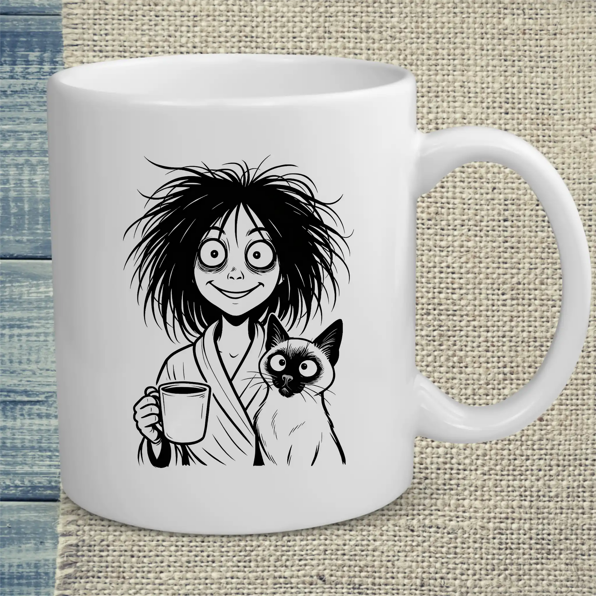 Tasse 325ml - Lustige Katzenfrau - KaffeeMiau