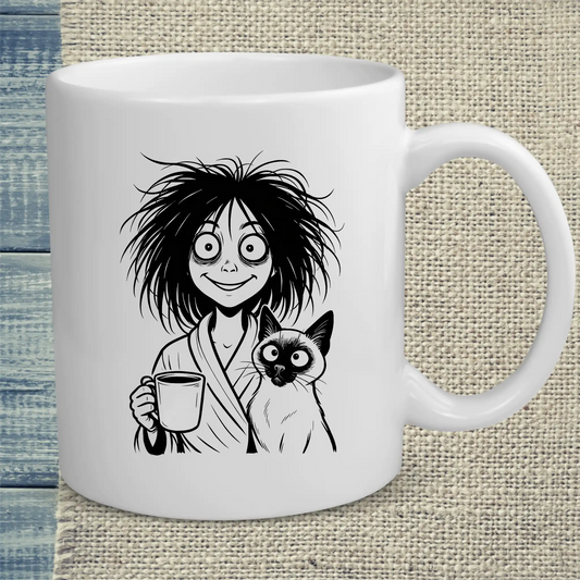 Tasse 325ml - Lustige Katzenfrau - KaffeeMiau