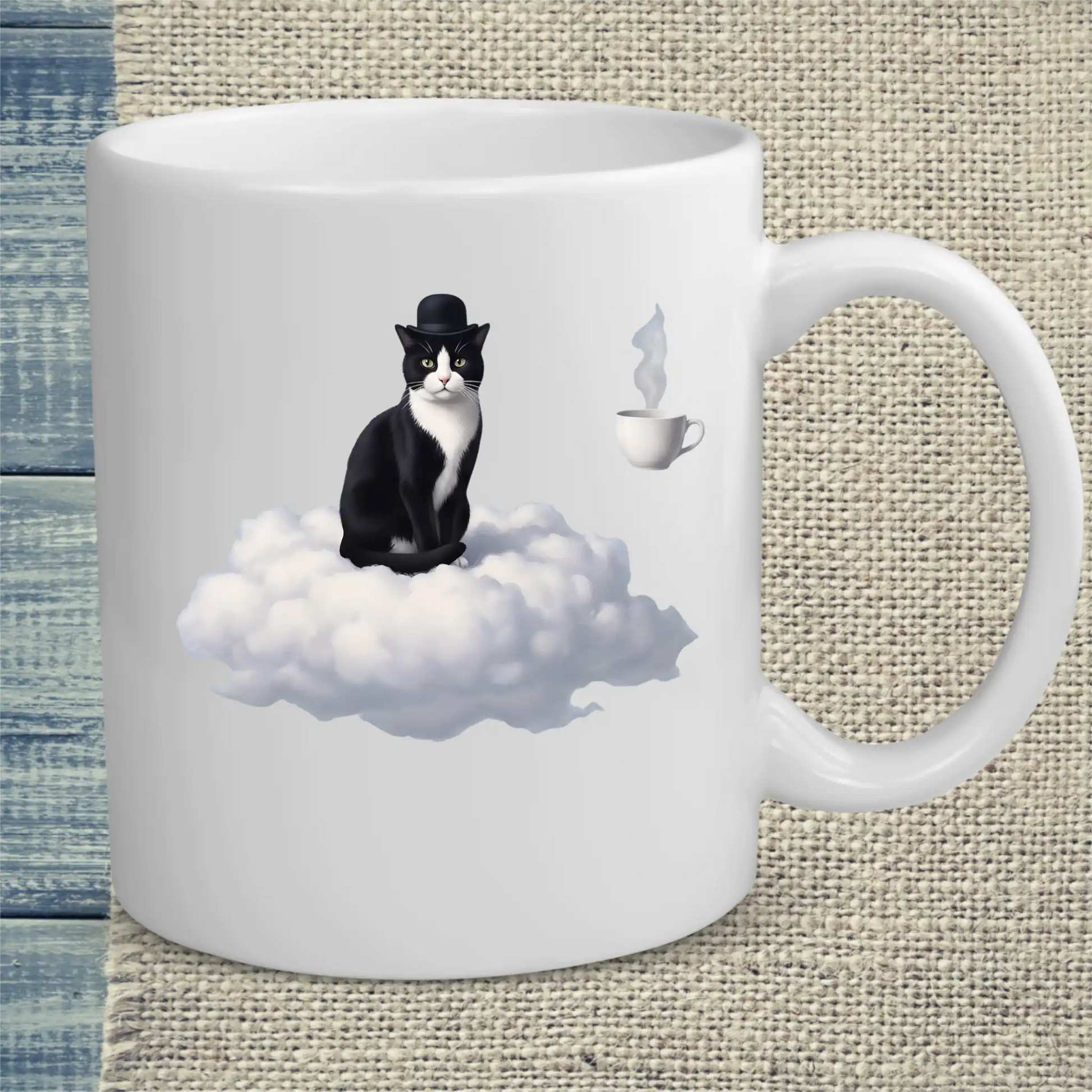 Tasse 325ml - Magritte Surreal Cat - Katze & Kaffee