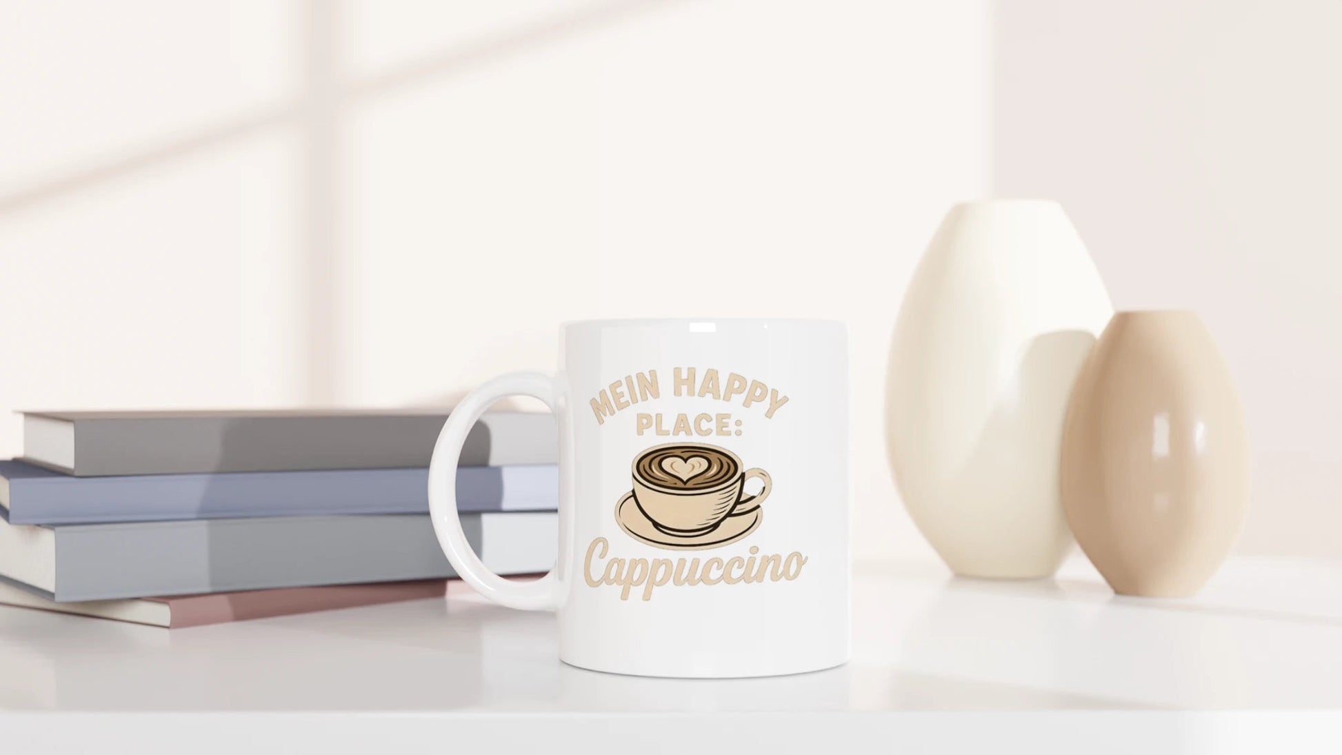 Tasse 325ml - Mein Happy Place: Cappuccino. - Kaffee