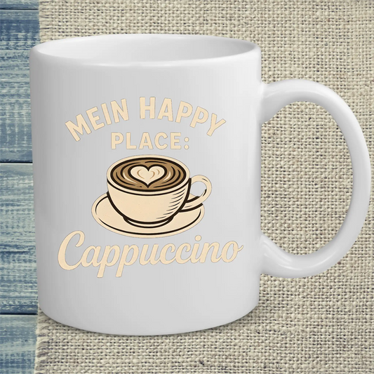 Tasse 325ml - Mein Happy Place: Cappuccino. - Kaffee