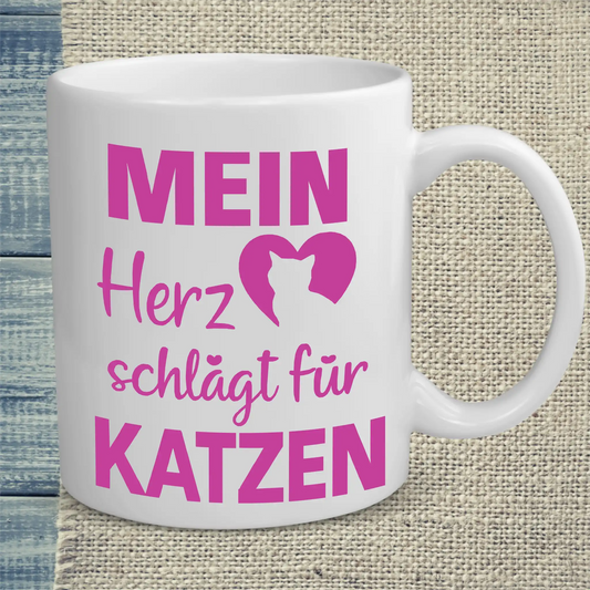 Tasse 325ml - Mein Herz schlägt für Katzen - Katze