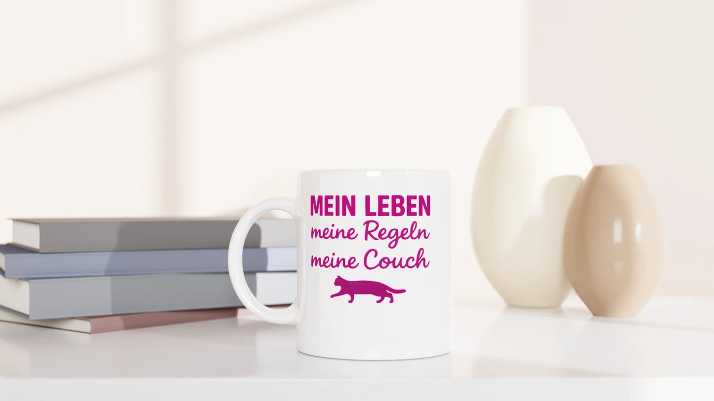 Tasse 325ml - Mein Leben, meine Regeln, meine Couch - Katze