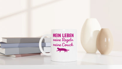 Tasse 325ml - Mein Leben, meine Regeln, meine Couch - Katze