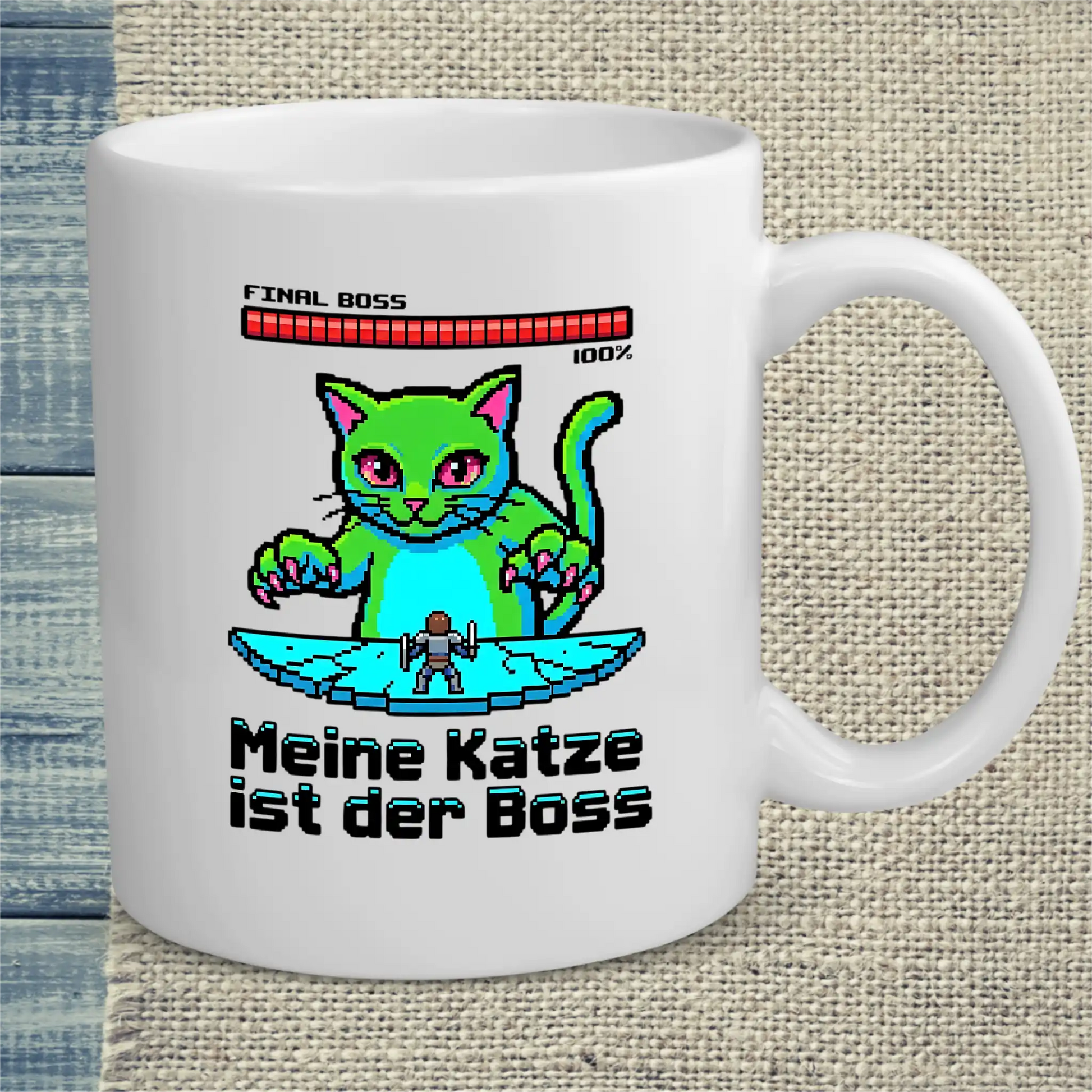 Tasse 325ml - Meine Katze ist der Boss - 8-bit - Katze