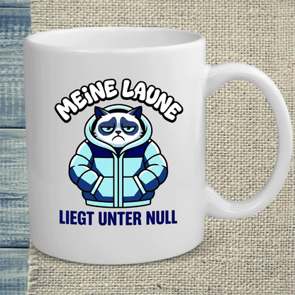 Tasse 325ml - Meine Laune liegt unter Null - Katze