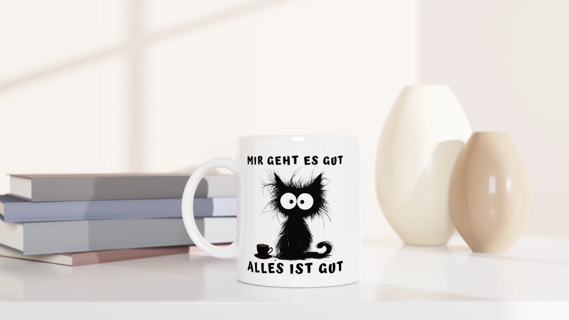 Tasse 325ml - Mir geht es gut - Katze & Kaffee