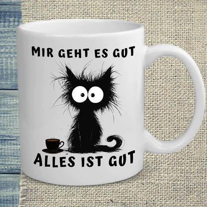 Tasse 325ml - Mir geht es gut - Katze & Kaffee