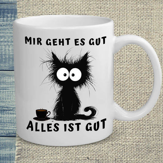 Tasse 325ml - Mir geht es gut - Katze & Kaffee